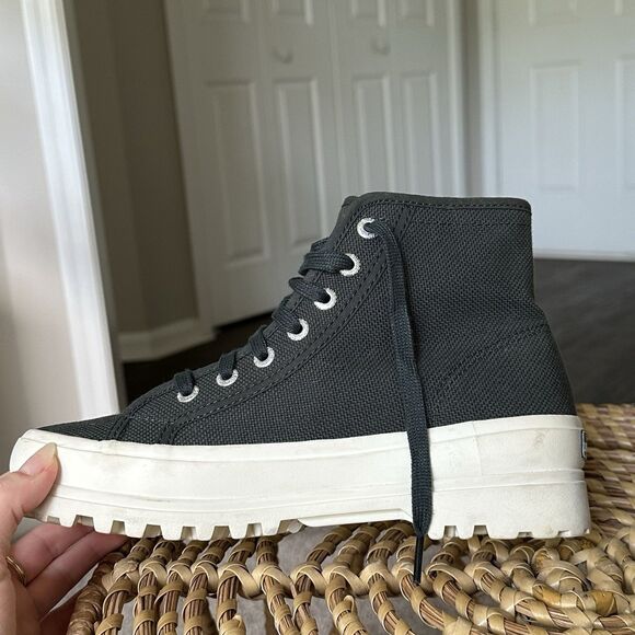 Superga Alpina Womens US 6.5 EU 37 Lug Sole Canvas High Top Sneaker Boot Green - Picture 4 of 12